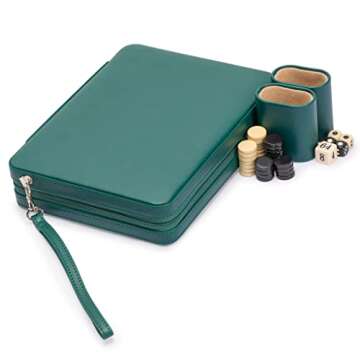 Yellow Mountain Imports Travel Size Backgammon Mini Game Set, Izmir - Magnetic Checkers and 9-inch B...