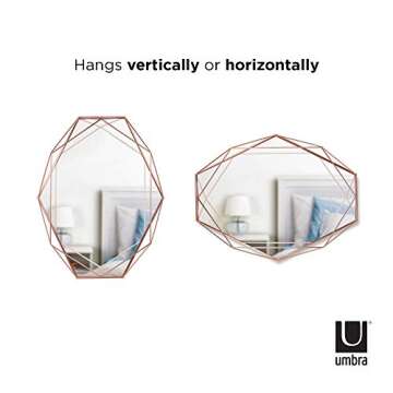 Umbra 358776-880 Prisma Modern Geometric Shaped Oval Mirror Wall Decor for Bedroom, Bathroom, Living, Dining Room, 22.5" Length x 17" Height x 3.75” Width, Copper