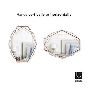 Umbra 358776-880 Prisma Modern Geometric Shaped Oval Mirror Wall Decor for Bedroom, Bathroom, Living, Dining Room, 22.5" Length x 17" Height x 3.75” Width, Copper