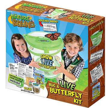 Nature Bound Butterfly Growing Kit - Live Caterpillar to Butterfly Project for Kids - Includes Voucher for Caterpillars, Green Pop-Up Enclosure, and STEM Learning Guide (Original Design)