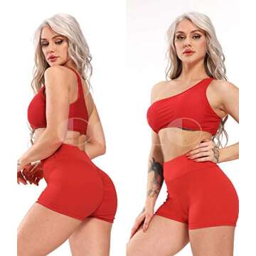 COLO Womens High Waisted Shorts Workout Yoga Tummy Control Ruched Butt Fitness Shorts Sport Workout Running Shorts Bottom Wine Red(M)