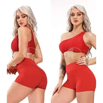 COLO Womens High Waisted Shorts Workout Yoga Tummy Control Ruched Butt Fitness Shorts Sport Workout Running Shorts Bottom Wine Red(M)