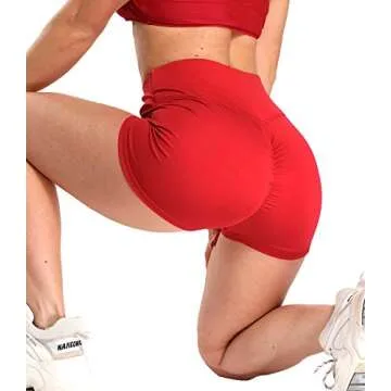 COLO Womens High Waisted Shorts Workout Yoga Tummy Control Ruched Butt Fitness Shorts Sport Workout Running Shorts Bottom Wine Red(M)