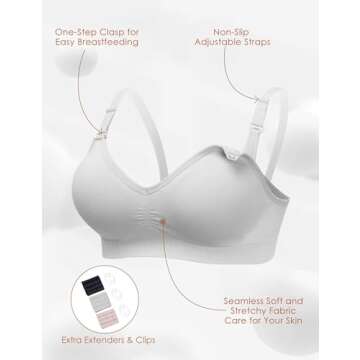 HOFISH Nursing Bras Maternity Bra for Breastfeeding Pregnancy Wireless Bralette with 3Pack Black, Gr...
