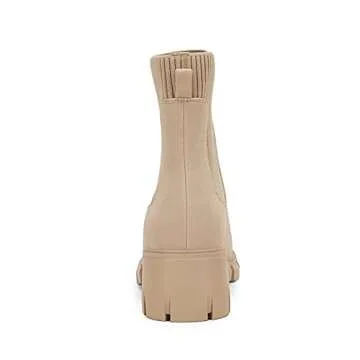Ruanyu Womens Lug Sole Platform Ankle Boots Elastic Chunky Block Heel Non-Slip Combat Comfortable Chelsea Booties
