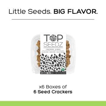 Top Seedz Certified Organic Gluten Free 6 Seed Crackers | 6-Pack | 5 Ounces | Healthy Vegan Crackers...