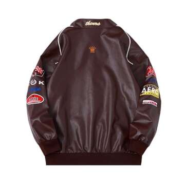 Aelfric Eden Faux Leather Jacket Oversized Racing Motorcycle Jackets Moto Coats Unisex Trendy Street...