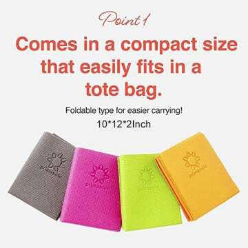 Primasole Folding Travel Yoga Mat Foldable light weight Easy to carry to Workout Fitness Class Beach...