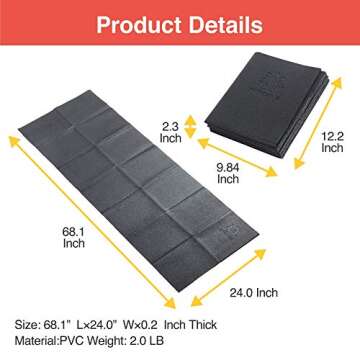 Primasole Folding Travel Yoga Mat Foldable light weight Easy to carry to Workout Fitness Class Beach Park Travel Picnics 4mm thick Black Color PSS91NH048A