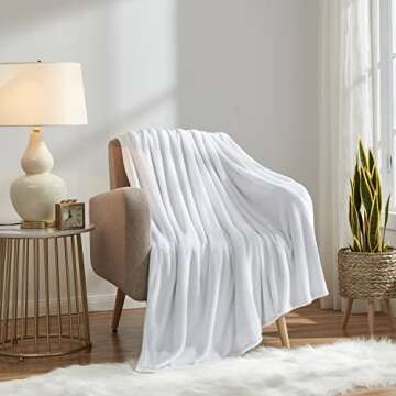 KMUSET Fleece Blanket Throw Size White Lightweight Super Soft Cozy Luxury Bed Blanket Microfiber