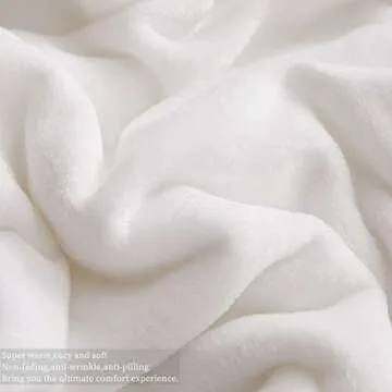 KMUSET Fleece Blanket Throw Size White Lightweight Super Soft Cozy Luxury Bed Blanket Microfiber