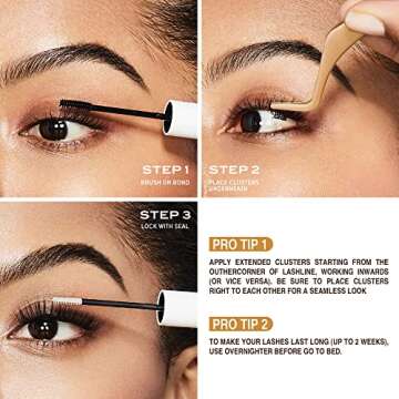 VLuxe Extended Collection: DIY Eyelash Extension Demi Extended - Featherlight Synthetic Reusable Artificial Eyelashes Multipack Lash Clusters