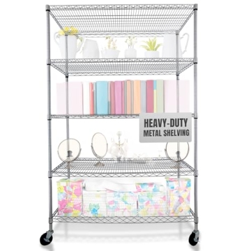 4000 LBS Heavy Duty 5-Tier Metal Shelving Unit with Wheels