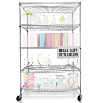 4000 LBS Heavy Duty 5-Tier Metal Shelving Unit with Wheels