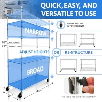 4000 LBS Heavy Duty 5-Tier Metal Shelving Unit with Wheels