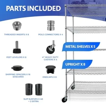 4000 LBS Heavy Duty 5-Tier Metal Shelving Unit with Wheels