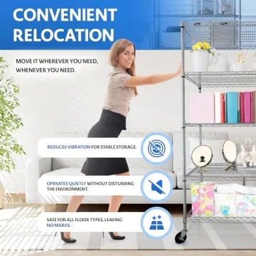 4000 LBS Heavy Duty 5-Tier Metal Shelving Unit with Wheels