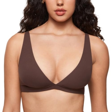 INLYRIC Women’s Inbarely Soft Plunge Bralette - No Padding, Unlined, Adjustable