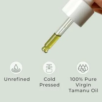 Tamanu Oil Organic for Skin, 100% Pure, Cold Pressed, Unrefined, Cruelty-Free, Hydrating, Moisturizing Tamanu Oil for Face Skincare, Haircare, Soothes Irritation, Reduces Scars and Acne, All Skin Type