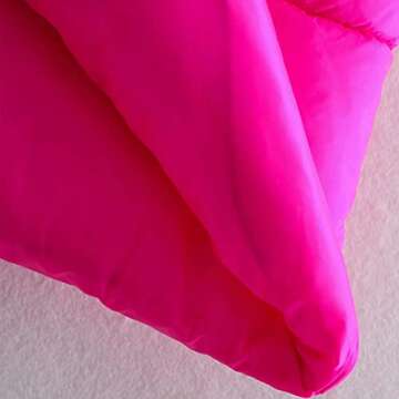 KEOMUD Women's Winter Crop Vest Lightweight Sleeveless Warm Outerwear Puffer Vest Padded Gilet Rose Red Medium