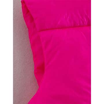 KEOMUD Women's Winter Crop Vest Lightweight Sleeveless Warm Outerwear Puffer Vest Padded Gilet Rose Red Medium