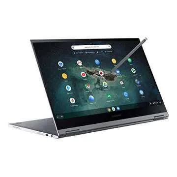 SAMSUNG 13.3” Galaxy Chromebook Laptop Computer w/ 256GB Storage, 8GB RAM, ‎4K AMOLED Touchscreen Display, Ultra Slim Design, Chrome OS, WiFi 6, Mercury Gray