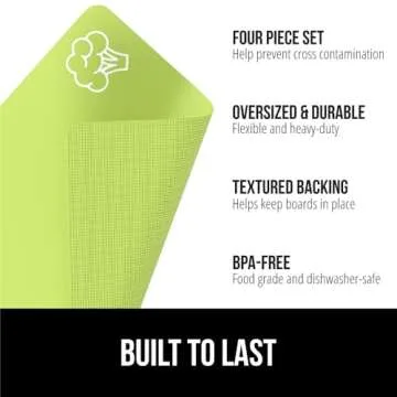 GORILLA GRIP 100% BPA-Free Flexible Cutting Board Set of 5, Durable Plastic Mats with Food Icons for...