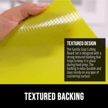 GORILLA GRIP 100% BPA-Free Flexible Cutting Board Set of 5, Durable Plastic Mats with Food Icons for Meal Prepping, Large Kitchen Chopping Mats, Use for Meat Fish Vegetables Fruit, 15"x12", Multicolor