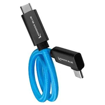 KONDOR BLUE 12" USB C, Right Angle Connector, Durable Cable