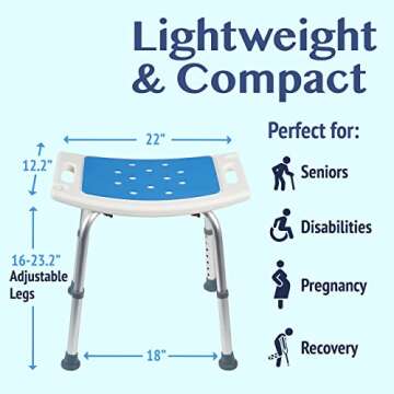 Medokare Shower Seat for Inside Shower - Bath Stool, Medical Shower Chairs for Seniors, Elderly, Handicap & Disabled - Adjustable Support Shower Bench w/Handles for Bathtub