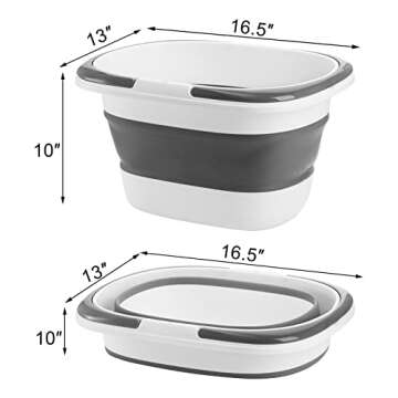 Coloch 2 Pack 16L/4.2 Gallon Collapsible Plastic Bucket, Foldable Mop Bucket Laundry Basket with Han...