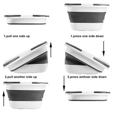 Coloch 2 Pack 16L/4.2 Gallon Collapsible Plastic Bucket, Foldable Mop Bucket Laundry Basket with Handle, Portable Water Pail Space-Saving Bucket for House Cleaning, Car Washing, Fishing, Camping