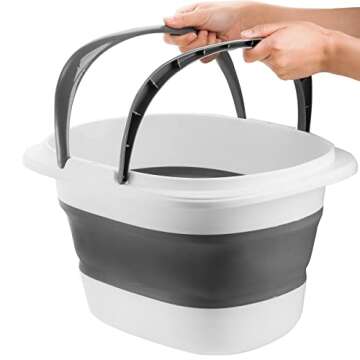 Coloch 2 Pack 16L/4.2 Gallon Collapsible Plastic Bucket, Foldable Mop Bucket Laundry Basket with Handle, Portable Water Pail Space-Saving Bucket for House Cleaning, Car Washing, Fishing, Camping