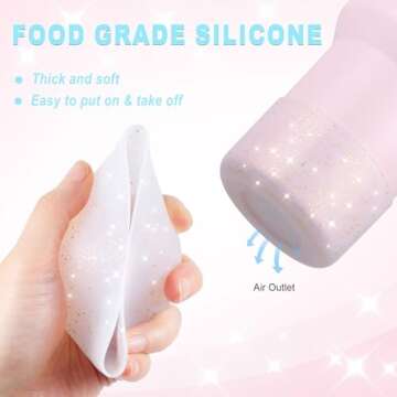 Onlymory Silicone Boot for 30 40 OZ Stanley Cup Accessories, Glitter Boots for Stanley 20OZ 30OZ Tumbler Ice-Flow 16OZ Bottle, Anti-Slip Bling Protector Bottom Cover Sleeve, Clear Gold Pink