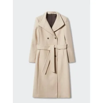 Fisoew Women Double Breasted Winter Coat Elegant Warm