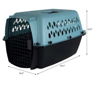 Petmate Fashion Vari Dog Kennel - Portable Crate for Pets 10-20 lbs - Airline-Friendly Pet Carrier - Durable Plastic Shell - For Home and Travel - Made in USA - 24 Inches - Light Blue