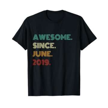 6 Years Old Awesome Since June 2019 6th Birthday T-Shirt