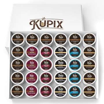 Peet's Variety Pack K-Cup Coffee Pods Sampler Includes Major Dickason's Blend, French Roast, Cafe Domingo, Luminosa Breakfast Blend, Vanilla, Hazelnut Mocha & Holiday Blend – 30 Count
