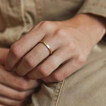 NOKMIT 14K Gold Filled Slim Signet Ring for Women