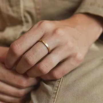 NOKMIT 14K Gold Filled Slim Signet Ring for Women