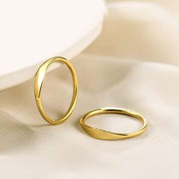 NOKMIT 14K Gold Filled Slim Signet Ring for Women