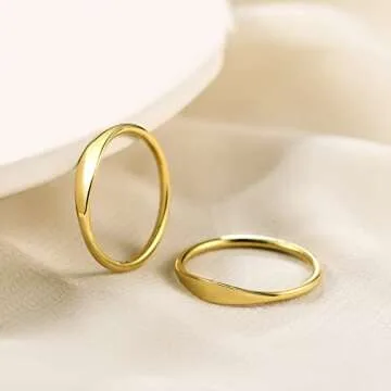 NOKMIT 14K Gold Filled Slim Signet Ring for Women