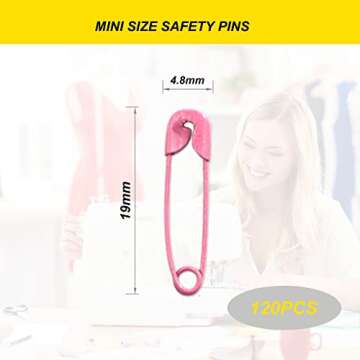 Pink Safety Pins,Small Safety Pins for Clothes,19mm Metal Mini Saftey Pin for Tag Art Crafting Sewin...