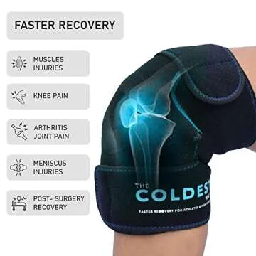 The Coldest Knee Ice Pack Wrap, Hot and Cold Therapy - Reusable Compression Best for Meniscus Tear, ...
