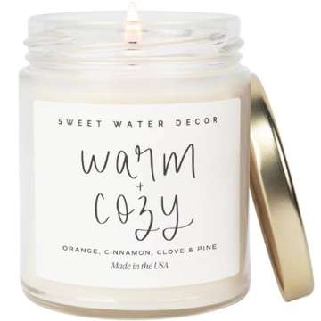 Sweet Water Decor Warm and Cozy Candle - Pine Cinnamon & Fir Winter Scented Orange Candle - Scented ...
