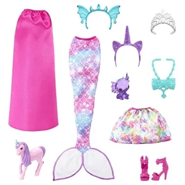 Enchanting Barbie Dress-Up Set with Mermaid Tail & Pets