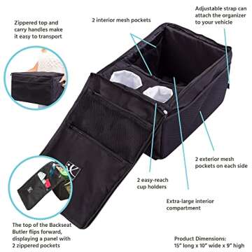 J.L. Childress Backseat Butler Car Seat Organizer - Cup Holders and Storage for Front, Back, Passeng...