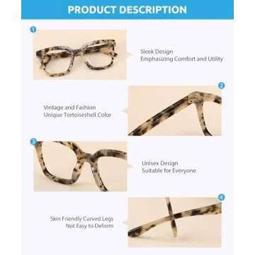 Firmoo 2023 Oversized Blue Light Glasses for Women Men Large Frame Anti Eyestrain & UV Protection Computer Gaming Blue Blocker Eyeglasses(Pattern)