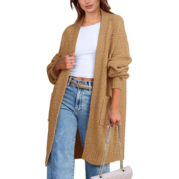 KIRUNDO Women's Cardigan Oversized Long Cardigan Casual Chunky Open Front Cardigan Sweaters with Poc...