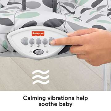 Fisher-Price See & Soothe Deluxe Bouncer - Climbing Leaves, portable soothing baby seat with vibrations and music